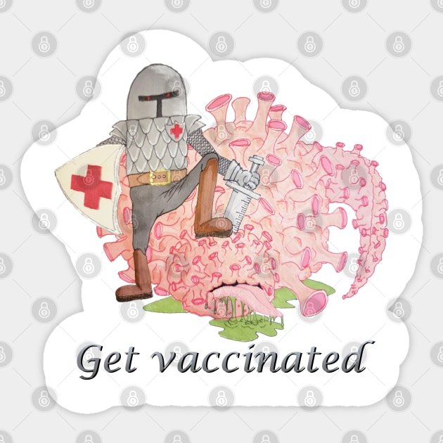 Get COVID-19 vaccinated Sticker by atadrawing